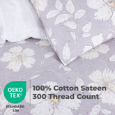 100% Cotton Sateen Printed Duvet Cover Set - 300 Thread Count Luxury Bedding - Ultra Soft & Breathable - Tulip Flower